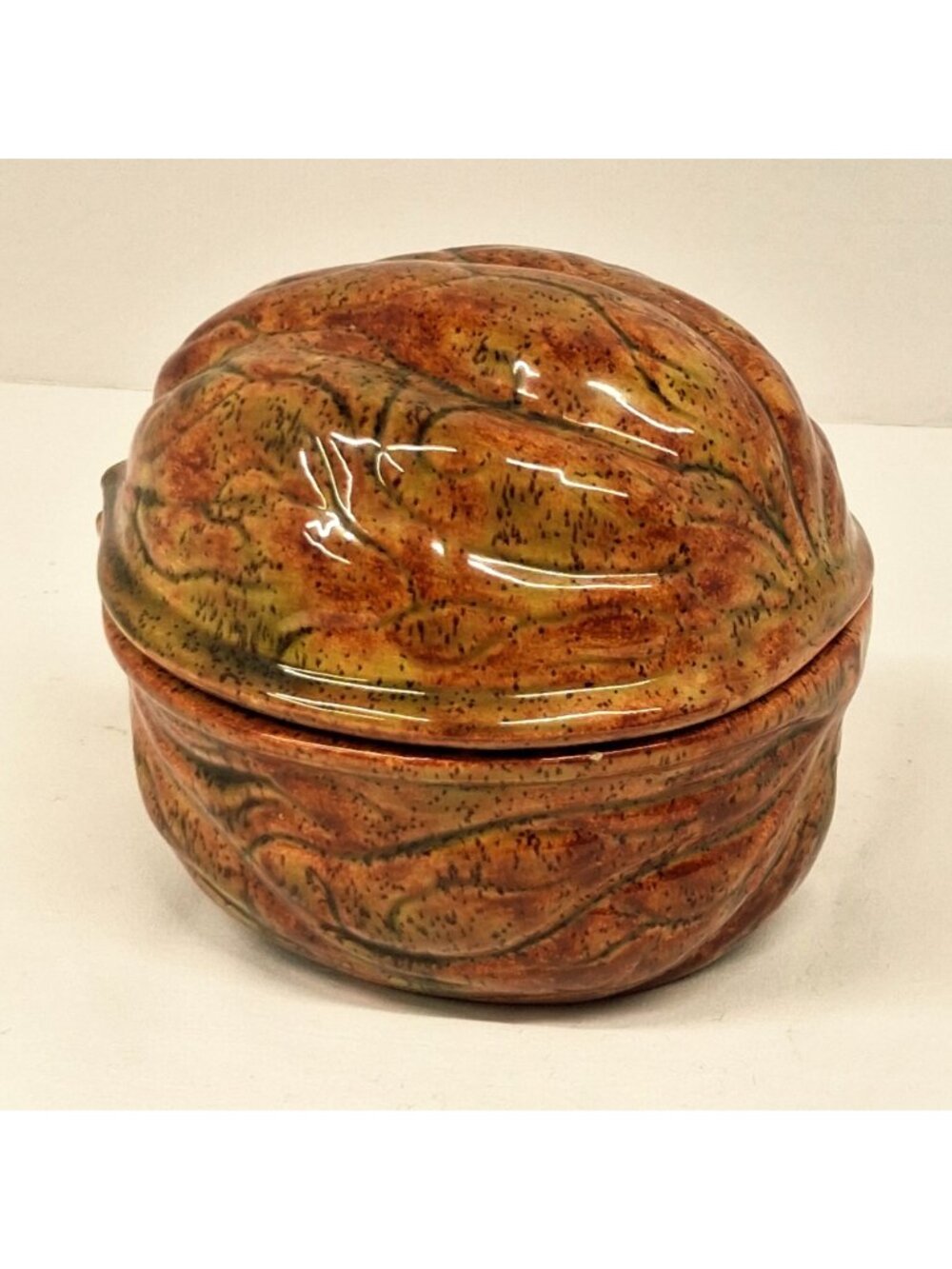 VTG 70's Handmade Ceramic Walnut / Nut Shaped Nut / Candy / Trinket Dish Glossy - Picture 10 of 10